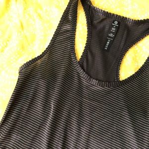 Black and white striped lightly metallic tank